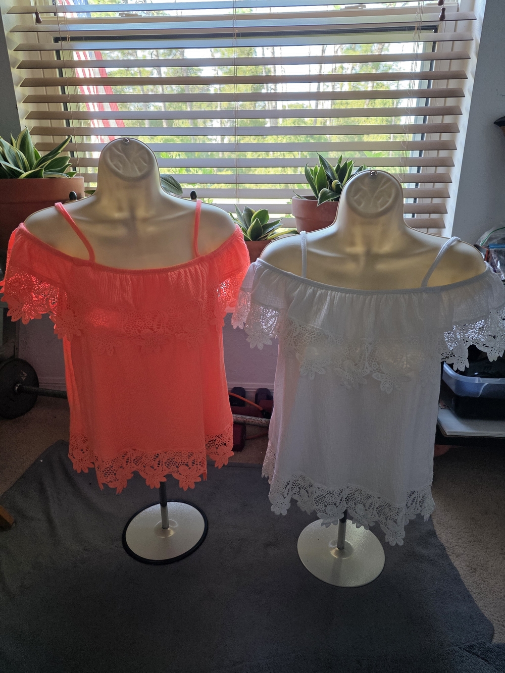 Off-Shoulder Lace Trim Tops